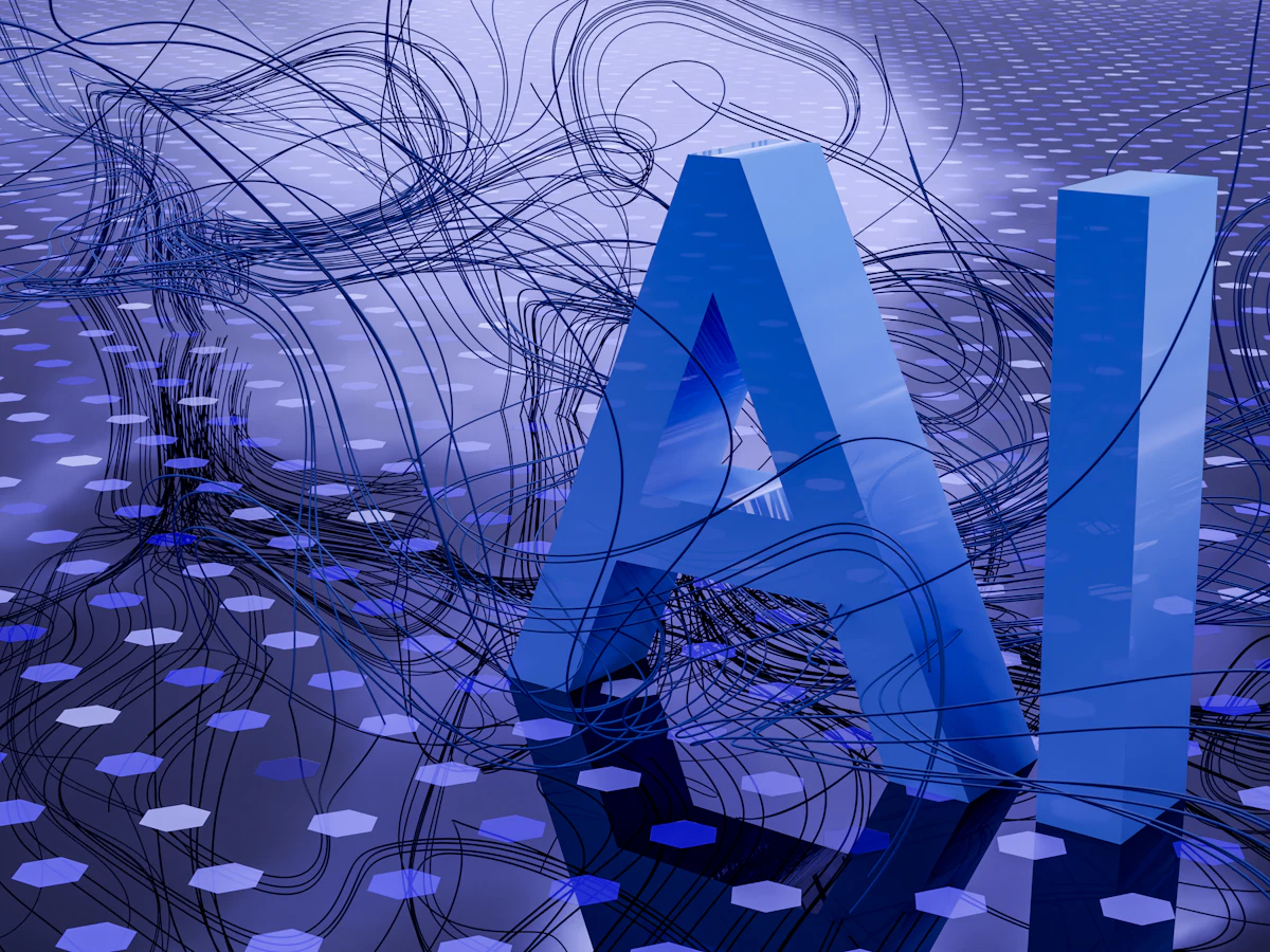 Abstract artwork spelling AI, representing generative engine optimisation and AI search visibility