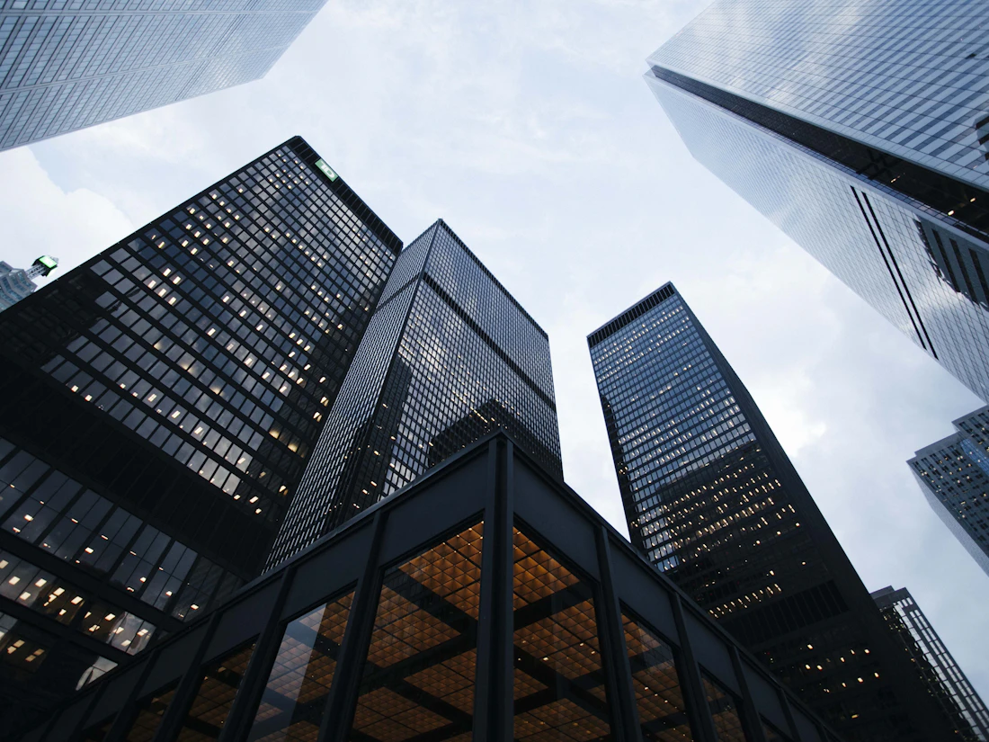 Corporate office towers representing target accounts in a B2B marketing strategy