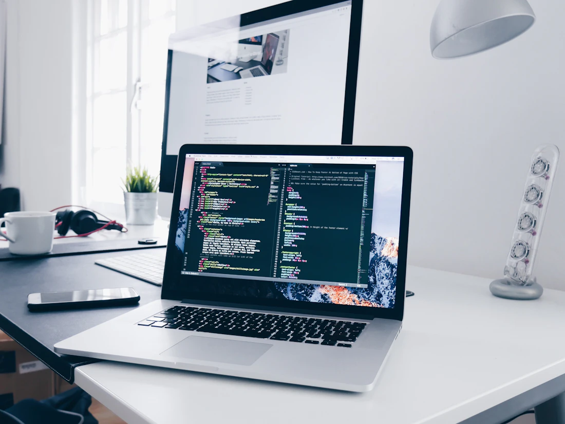Developer writing clean front-end code for a WordPress business website